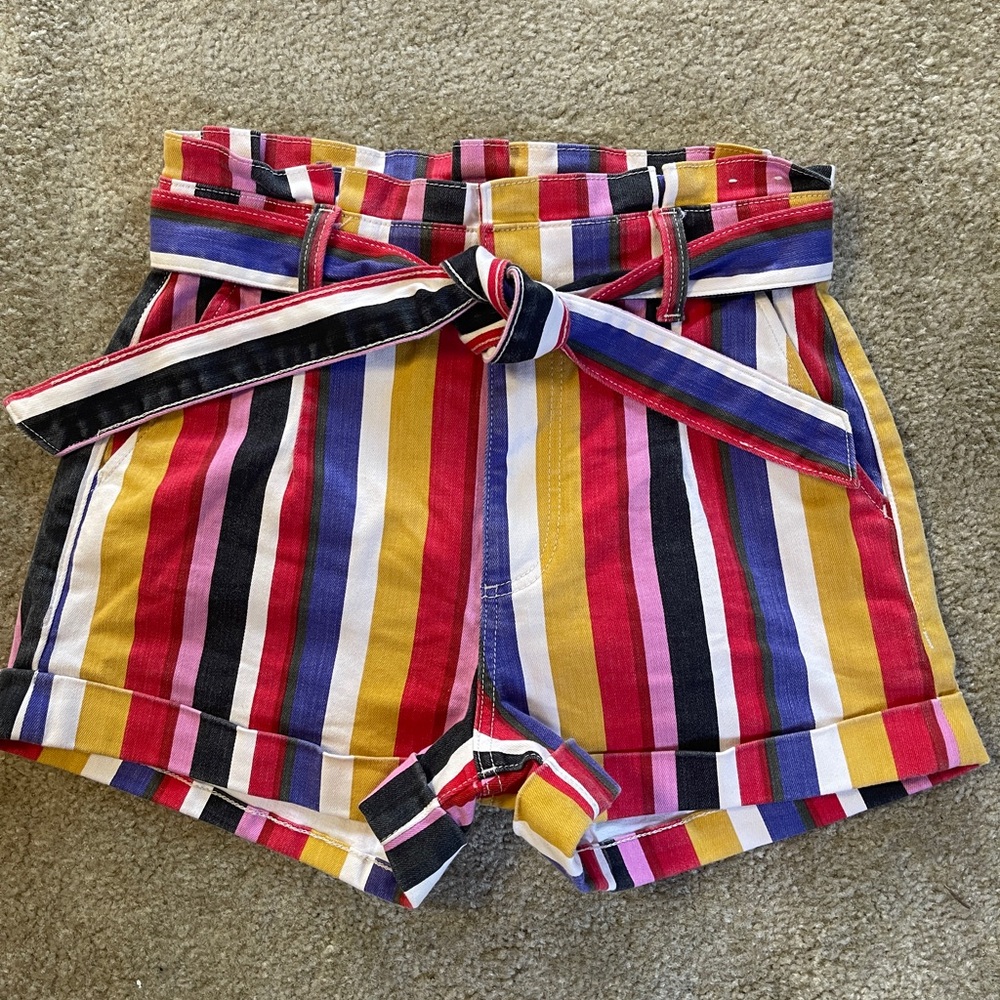 Express Striped High Waisted Shorts